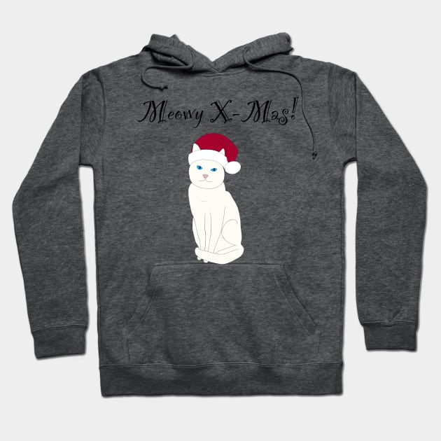 Meowy X-mas santa hat - white Hoodie by Lian's designs
